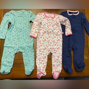 Set of 3 zip up pajamas.